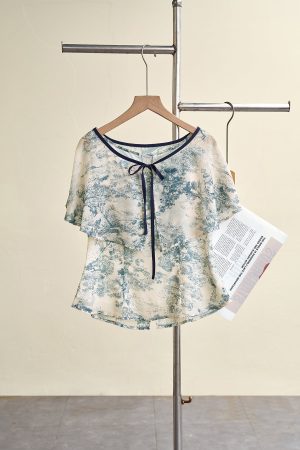 Áo peplum cổ tròn phối phủ rời thắt nơ - S61B26H010