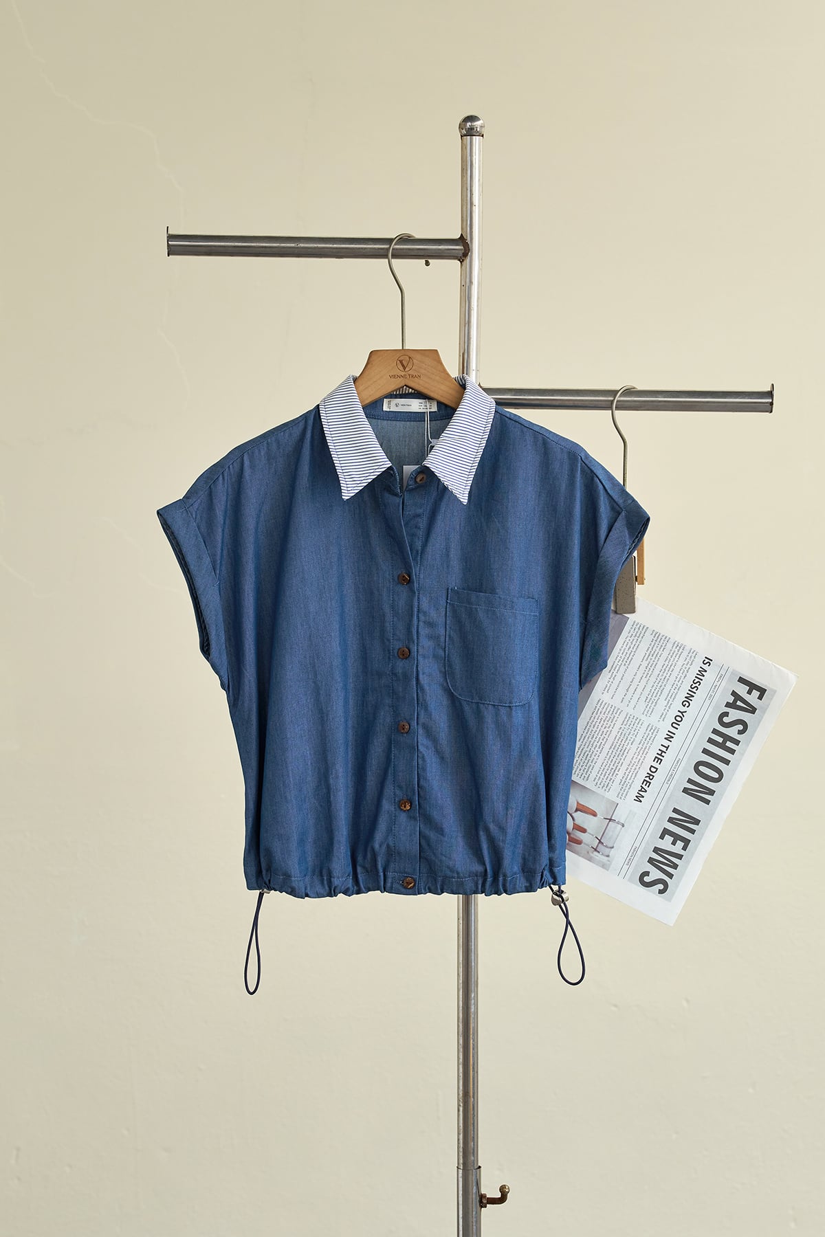 Áo sơ mi chờm vai phối cổ rút gấu - V61H26H008 - Ảnh 15
